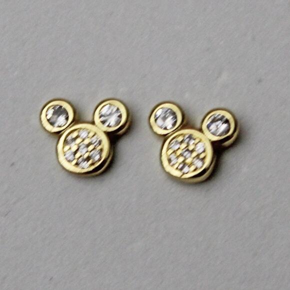 Unknown Jewelry - New Small Gold Mouse Ears Pave Post Earrings  E19